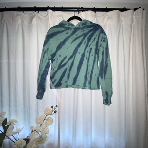 Blue and green tie dye hoodie